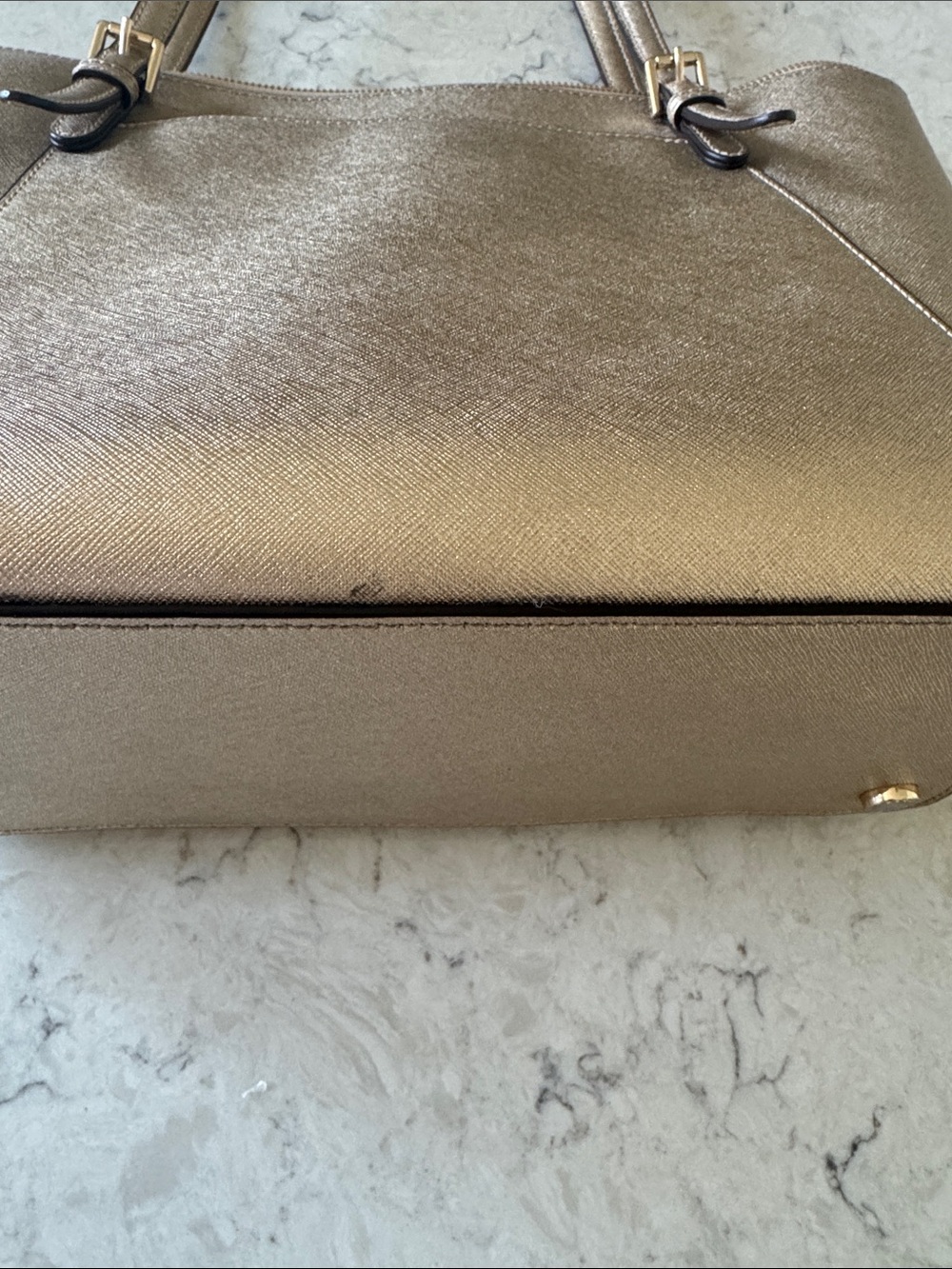 Michael Kors Metallic Ziptop Gold Tote Bag - Picture 12 of 13